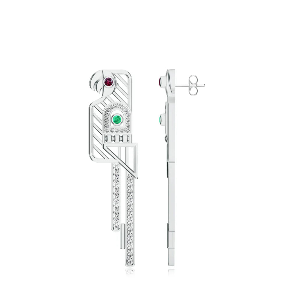 Parrot-Inspired Kalaras Rhodolite Garnet 925 Sterling Silver Earrings For Women