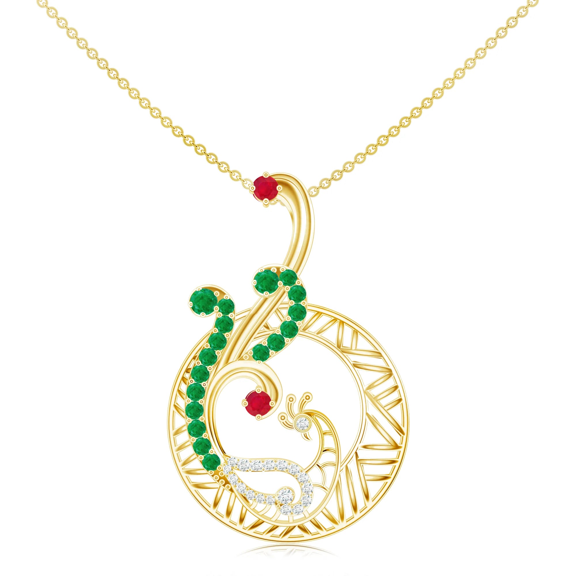 Gold-Plated Kalaras Peacock 925 Sterling Silver Pendant with Moissanite For Women