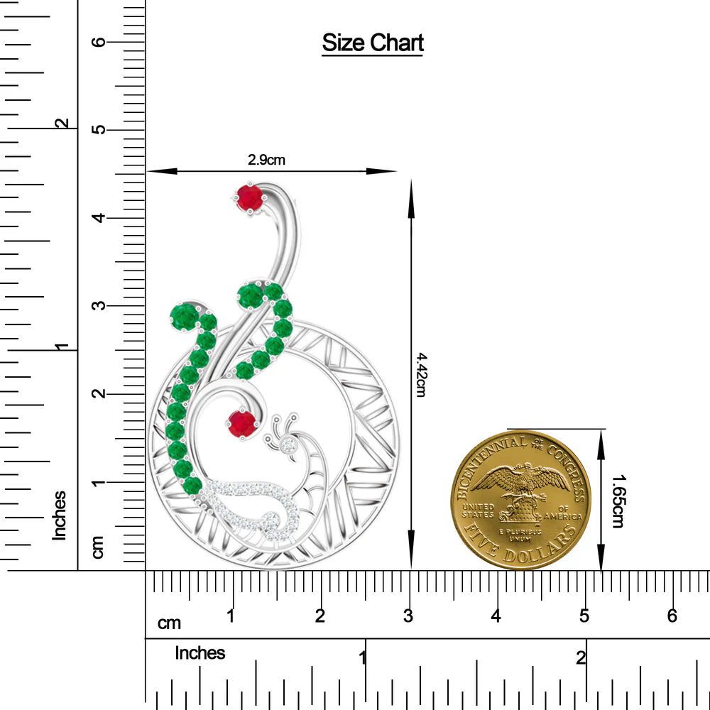 Gold-Plated Kalaras Peacock 925 Sterling Silver Pendant with Moissanite For Women