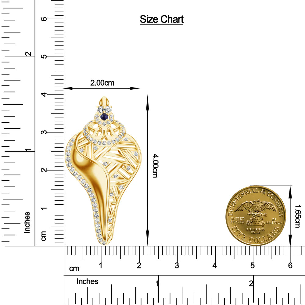 Shankh-Themed Kalaras 925 Sterling Silver Pendant in Rhodium For Women