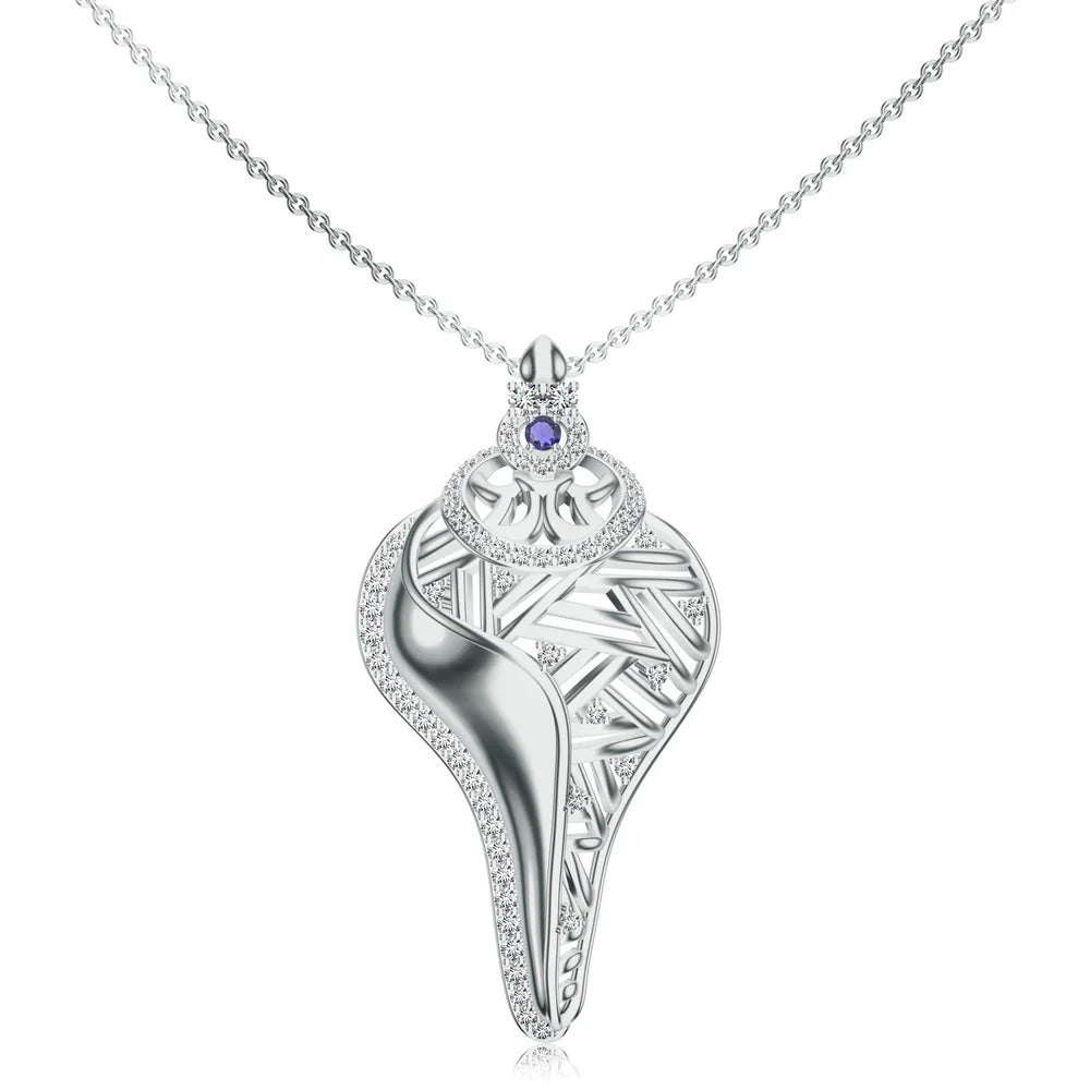 Shankh-Themed Kalaras 925 Sterling Silver Pendant in Rhodium For Women