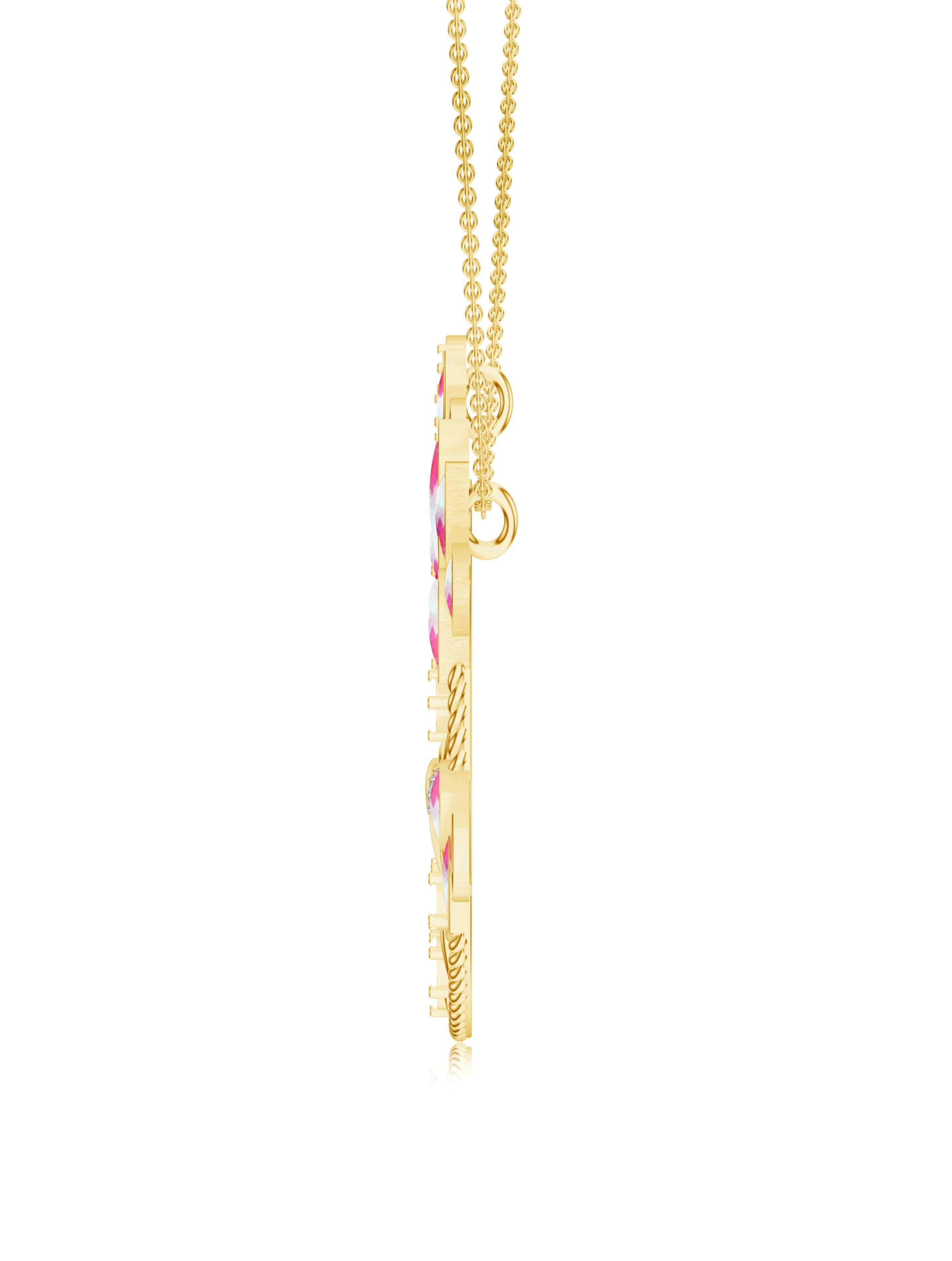 Madhubani Art with Moissanite & Green Onyx 925 Sterling Silver Pendant in 24K Gold For Women