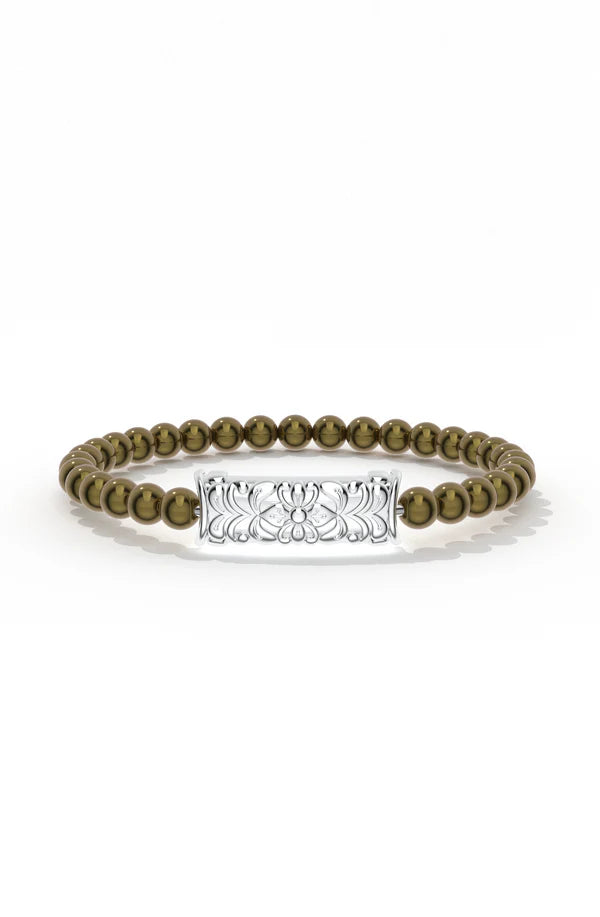 Pyrite Beaded Silver Bracelet Oxidized 925 Sterling Silver Bracelet For Men