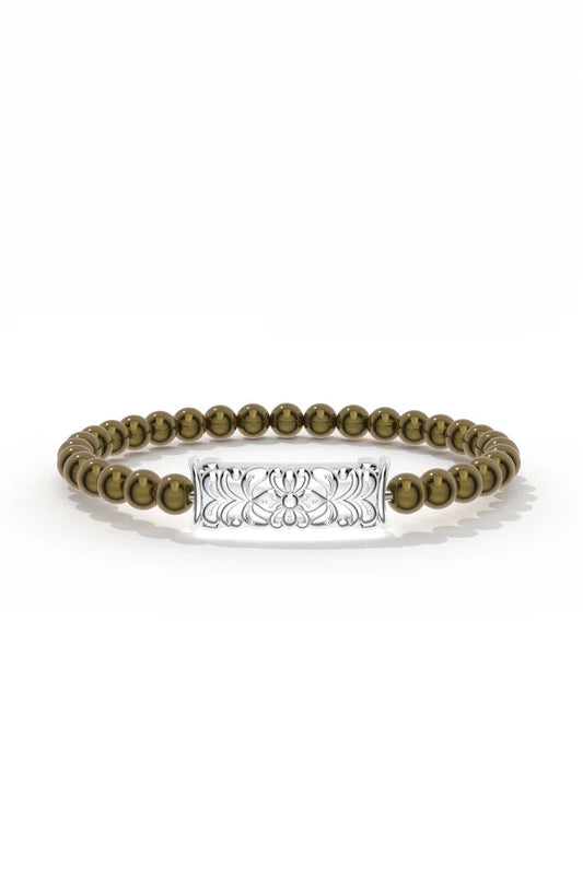 Pyrite Beaded Silver Bracelet Oxidized 925 Sterling Silver Bracelet For Men