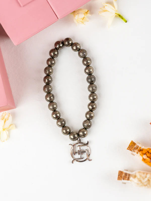 Sterling Silver Divine Swastika Bracelet For Men