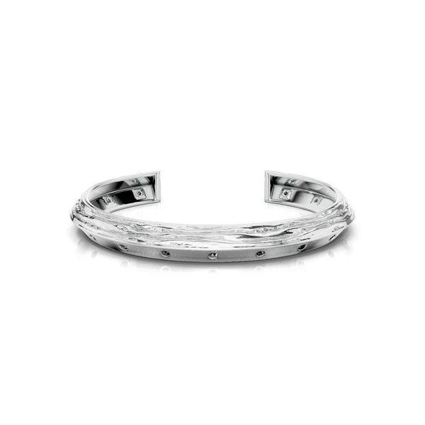 Textured Black Moissanite Silver Cuff Bangle Oxidized 925 Sterling Silver Bracelet For Men