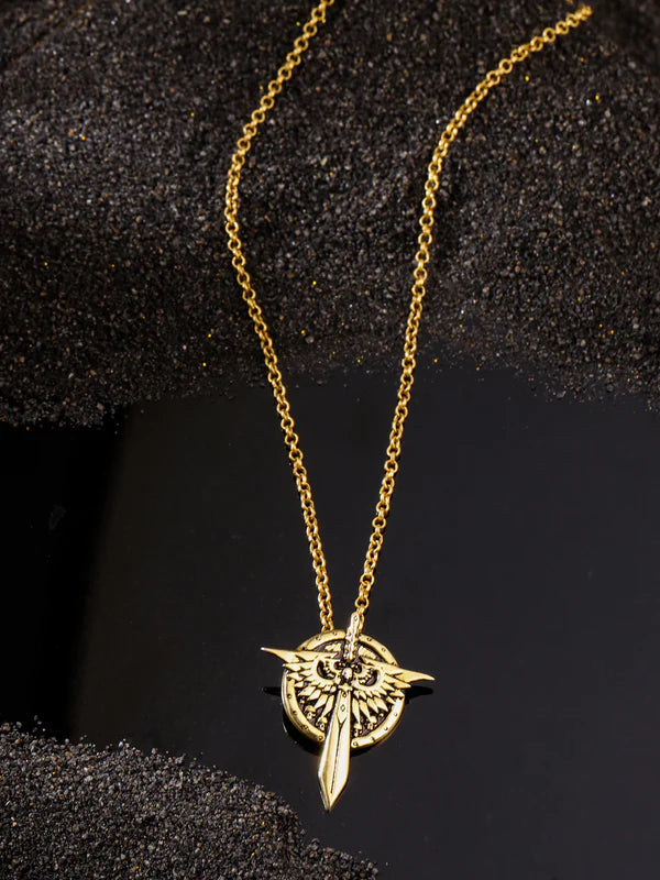 Oxidised 24K Gold & Rhodium Plating 925 Sterling Silver Pendant For Men