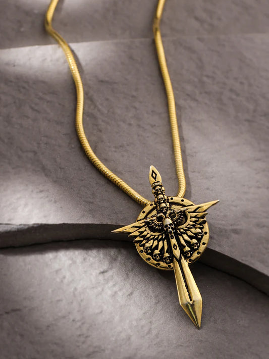 Oxidised 24K Gold & Rhodium Plating 925 Sterling Silver Pendant For Men