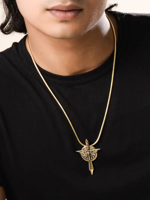 Oxidised 24K Gold & Rhodium Plating 925 Sterling Silver Pendant For Men