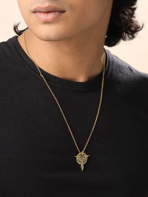 Oxidised 24K Gold & Rhodium Plating 925 Sterling Silver Pendant For Men