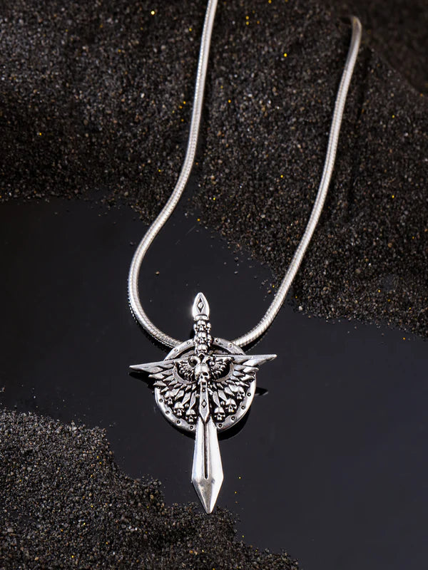 Oxidised 24K Gold & Rhodium Plating 925 Sterling Silver Pendant For Men