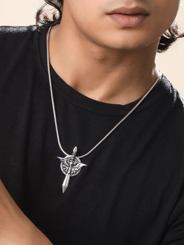 Oxidised 24K Gold & Rhodium Plating 925 Sterling Silver Pendant For Men