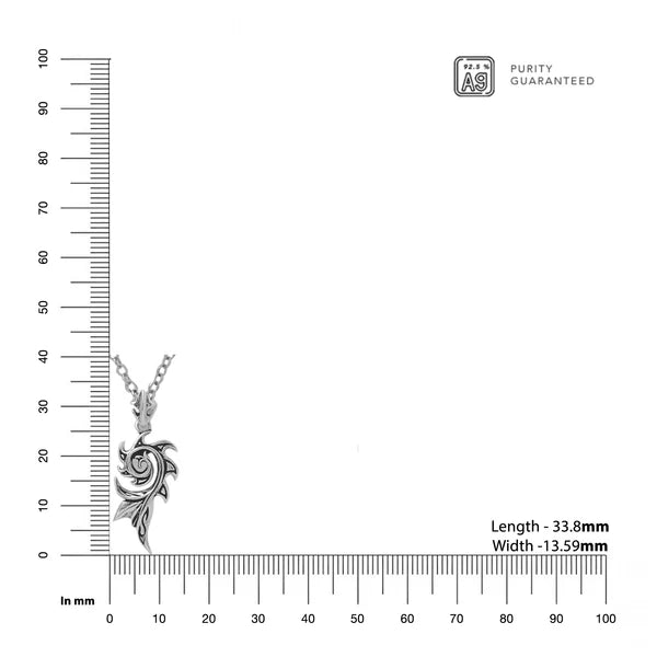 Modern Dragon Flame Pendant Sterling Silver Jewellery For Men