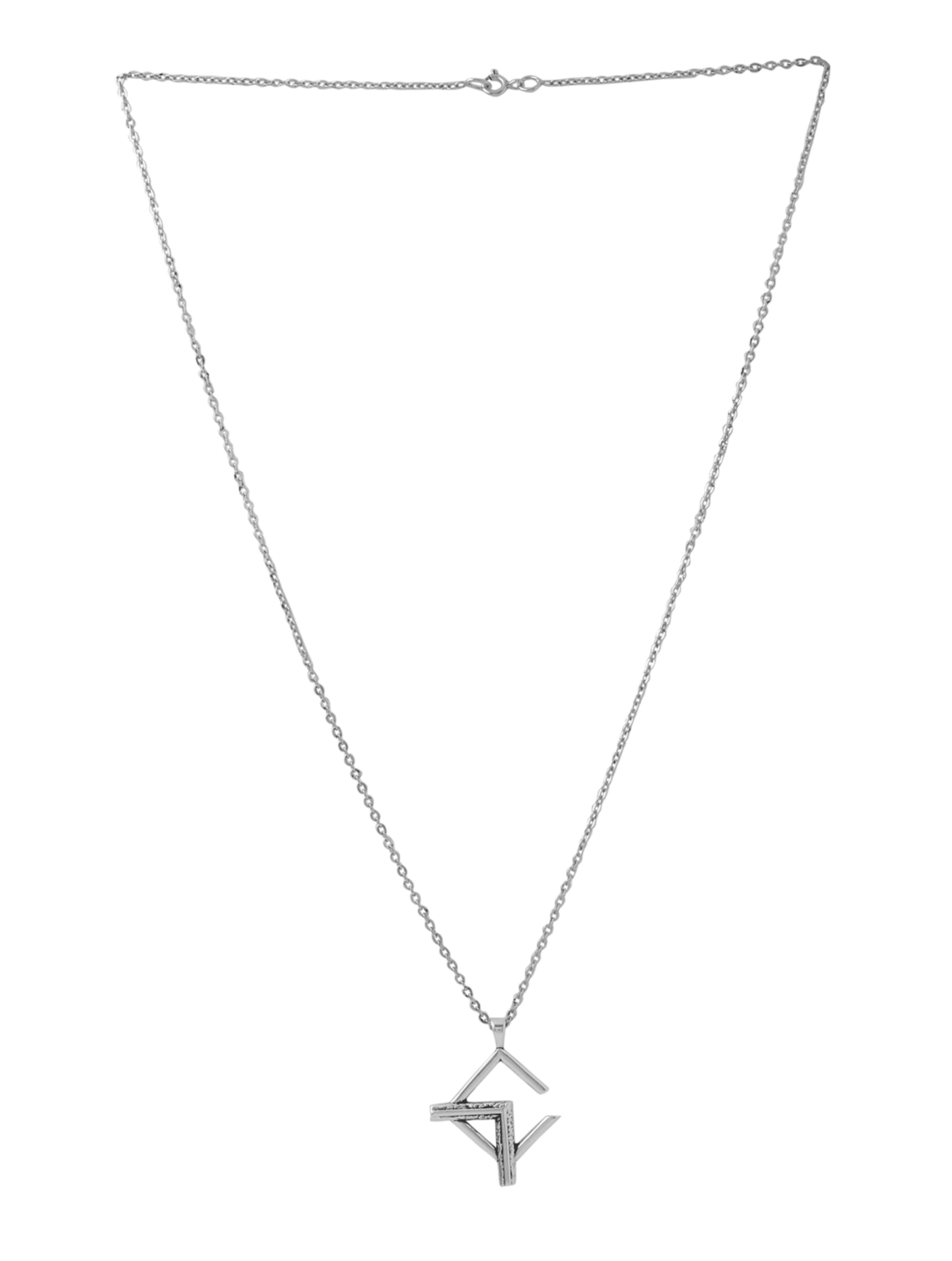 Abstract Geometric Oxidized Gold Oxidized Rhodium Silver Pendant For Men