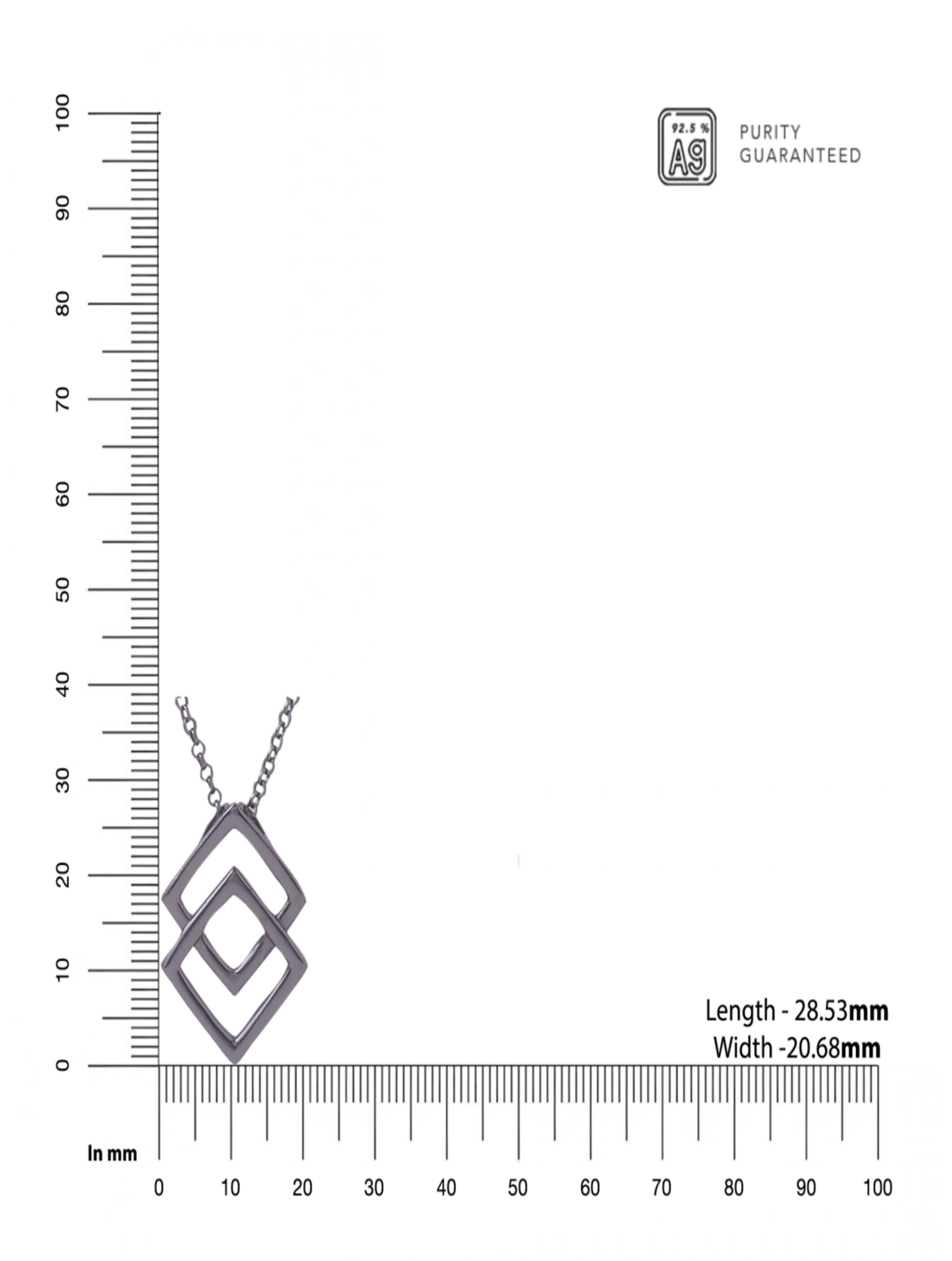 Square- Geometric Ruthenium Jewellery 925 Sterling Silver Pendant For Men