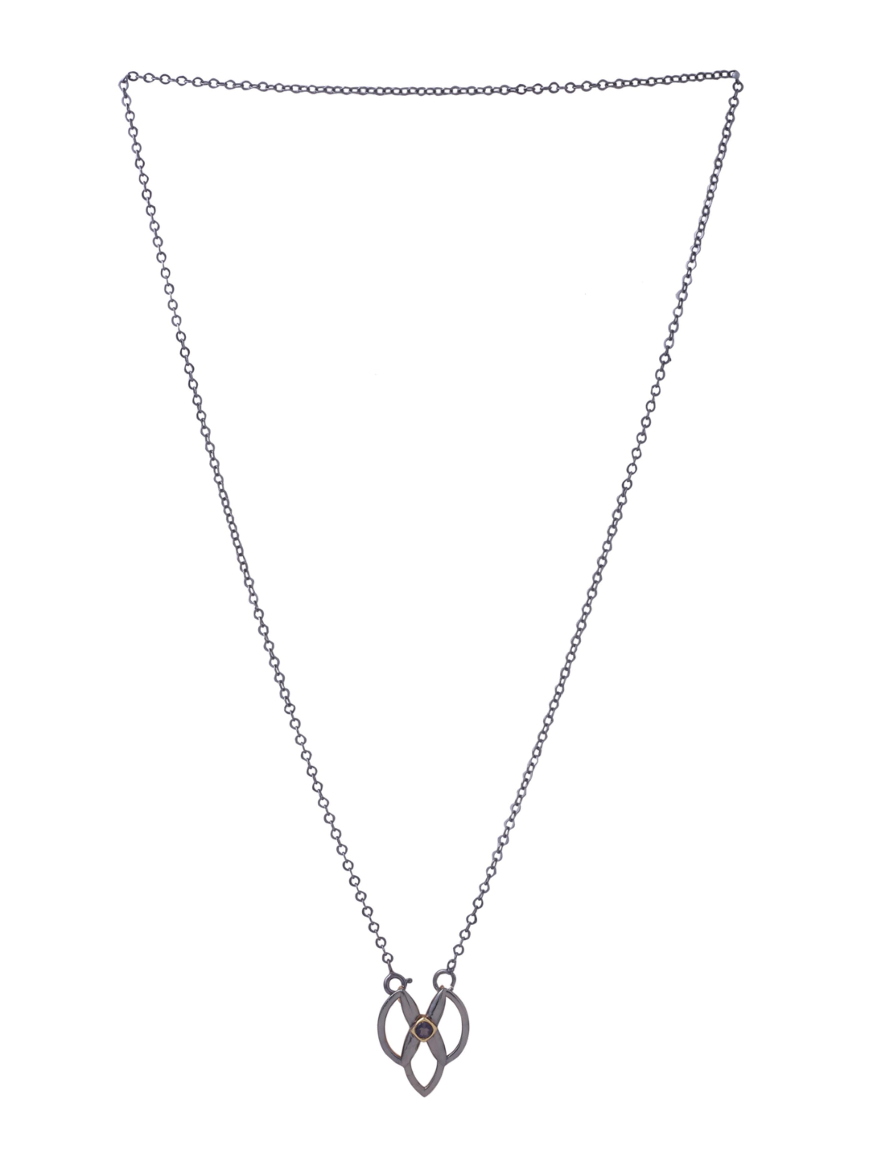 Iolite Geometric Dual Plated 925 Sterling Silver Pendant For Men