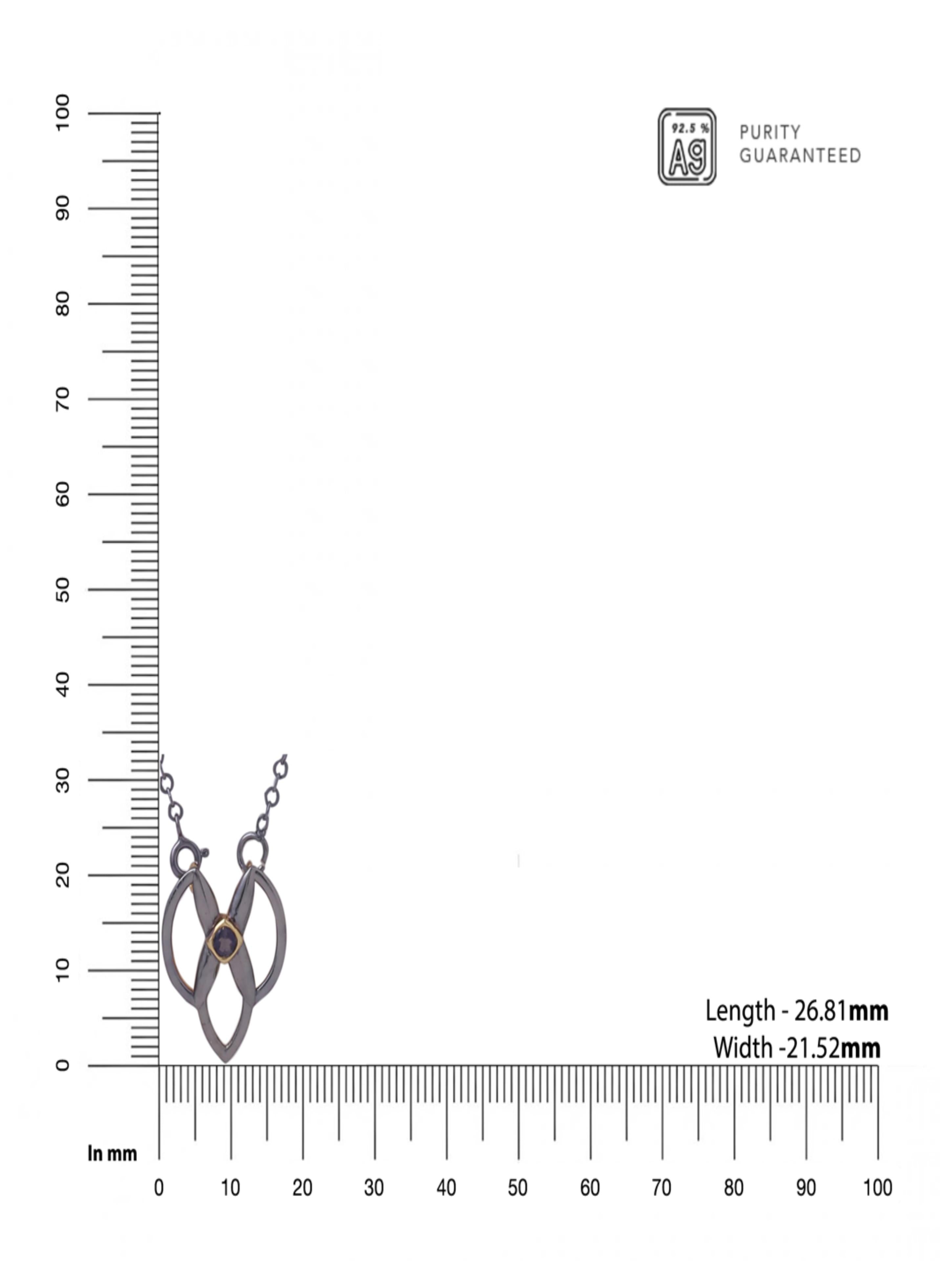 Iolite Geometric Dual Plated 925 Sterling Silver Pendant For Men