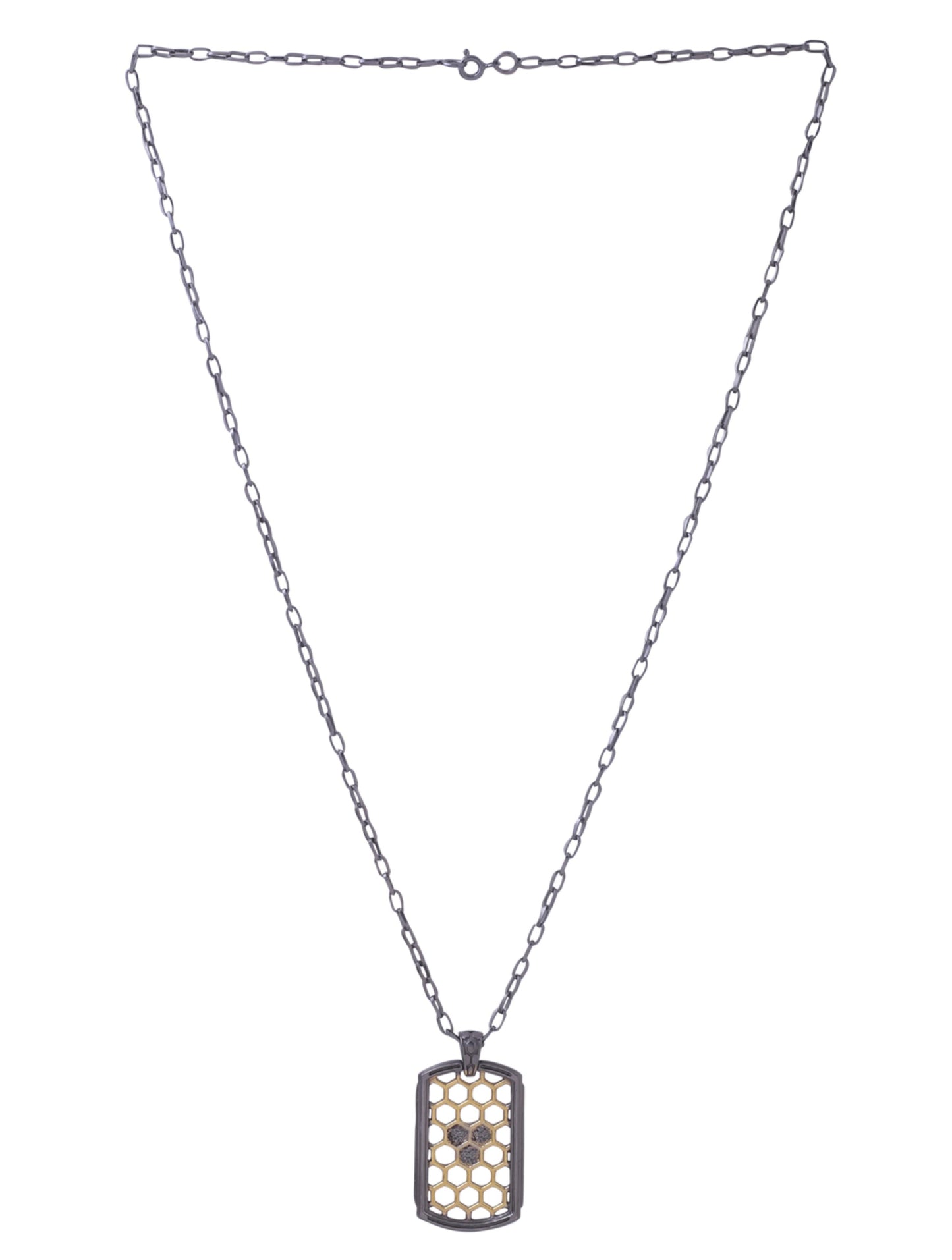 Honeycomb Dual Plated 925 Sterling Silver Pendant For Men