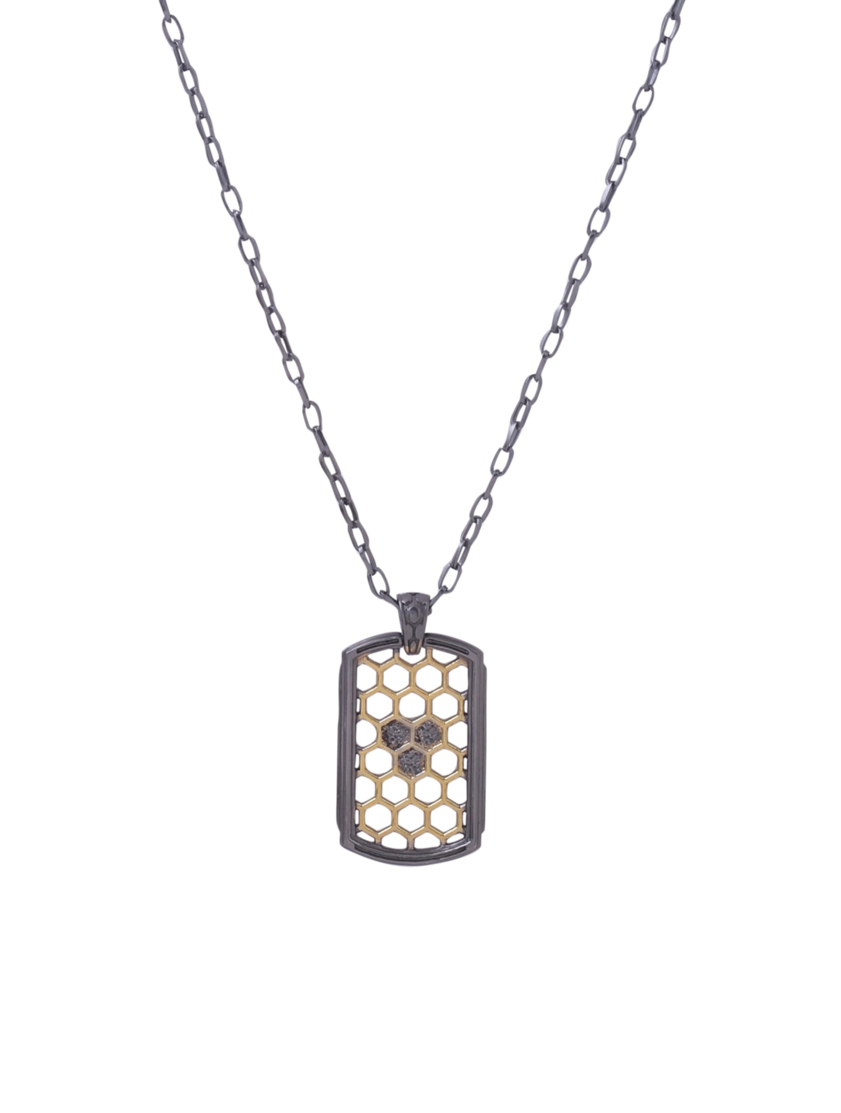 Honeycomb Dual Plated 925 Sterling Silver Pendant For Men