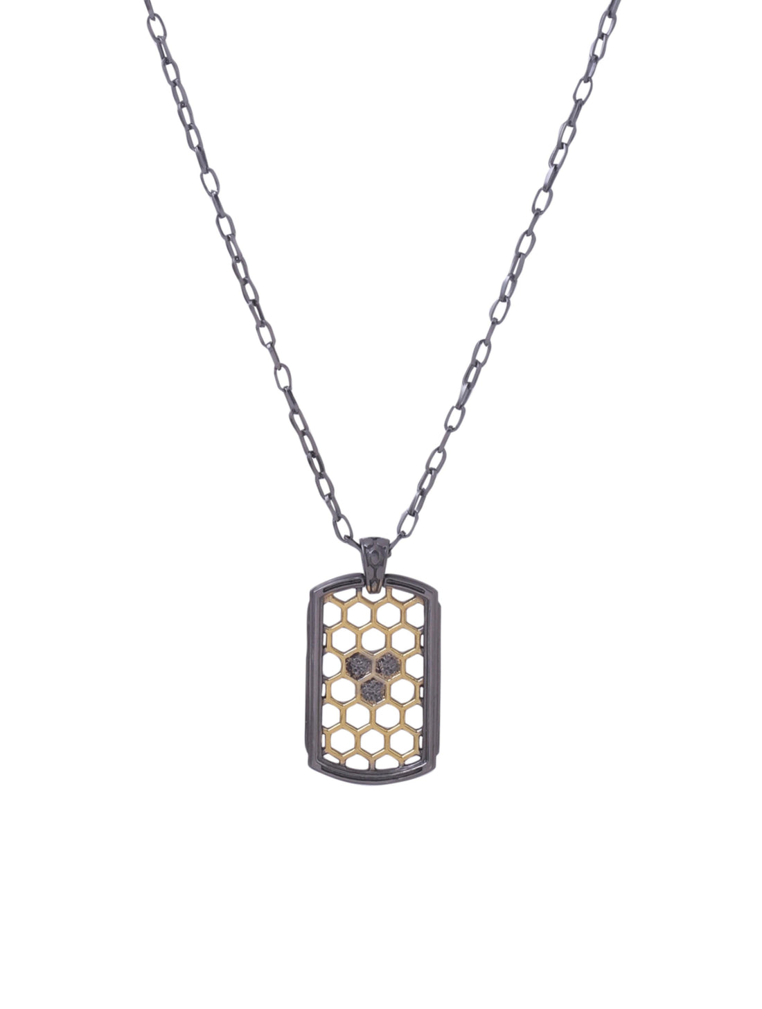 Honeycomb Dual Plated 925 Sterling Silver Pendant For Men