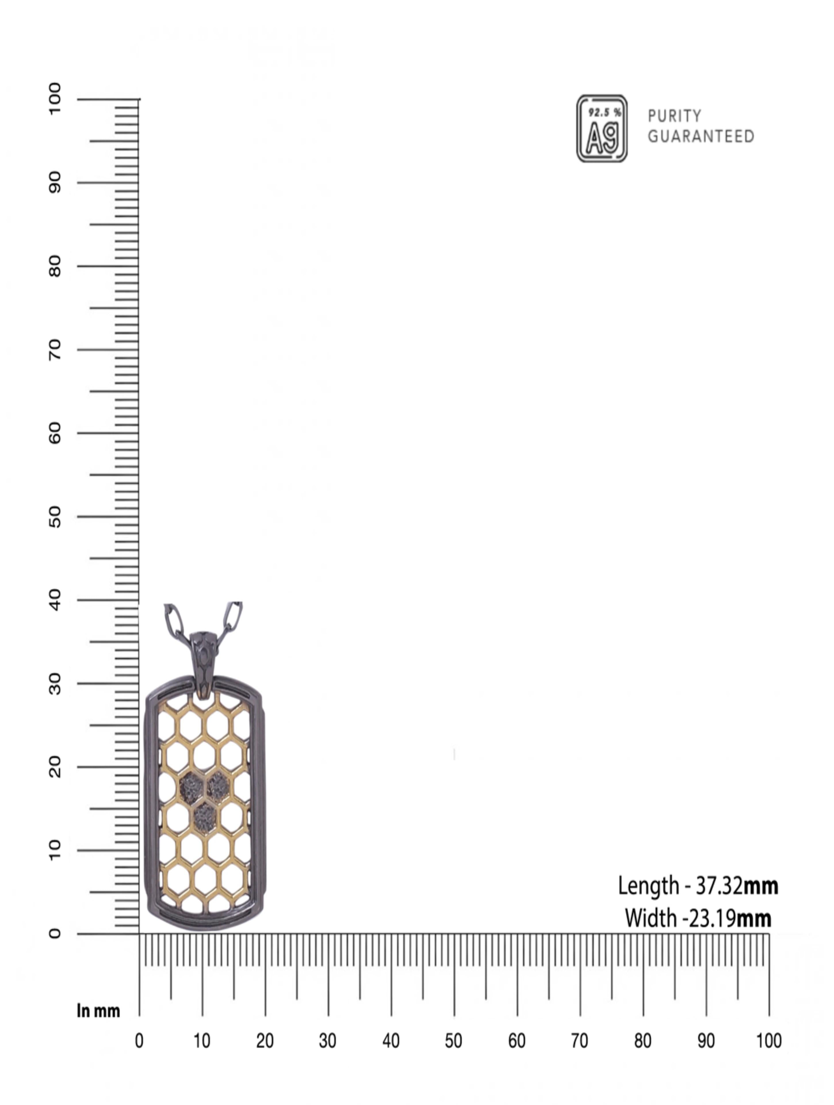 Honeycomb Dual Plated 925 Sterling Silver Pendant For Men