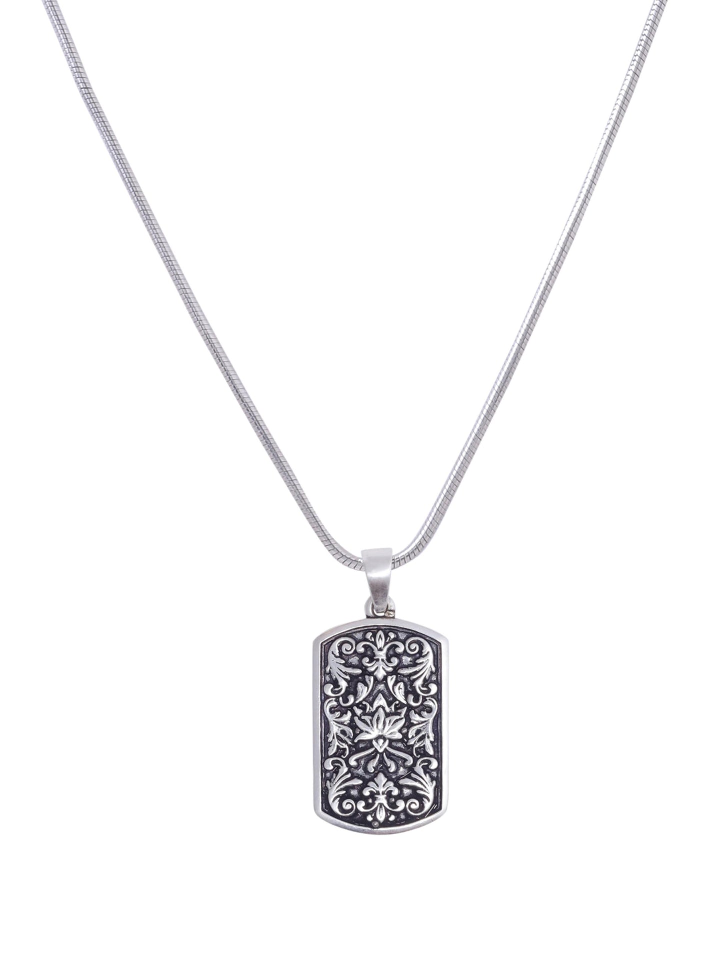 Vintage Foliage Dual Plated 925 Sterling Silver Pendant For Men