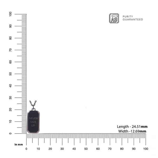Never Give Up Shield Pendant 925 Sterling Silver Pendant For Men