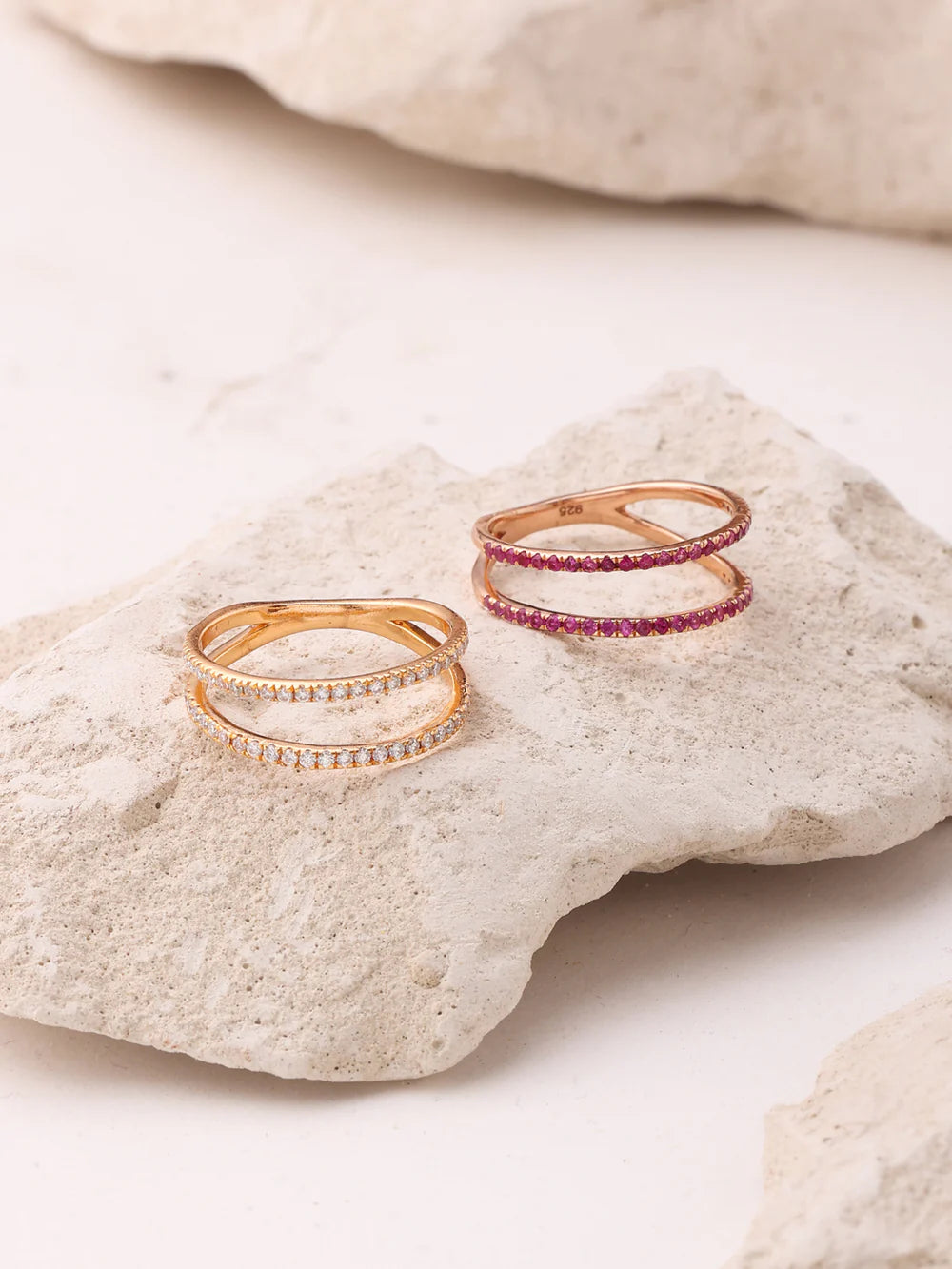 Ruby Numerical Eight Lucky Rose Gold 925 Sterling Silver Ring For Women