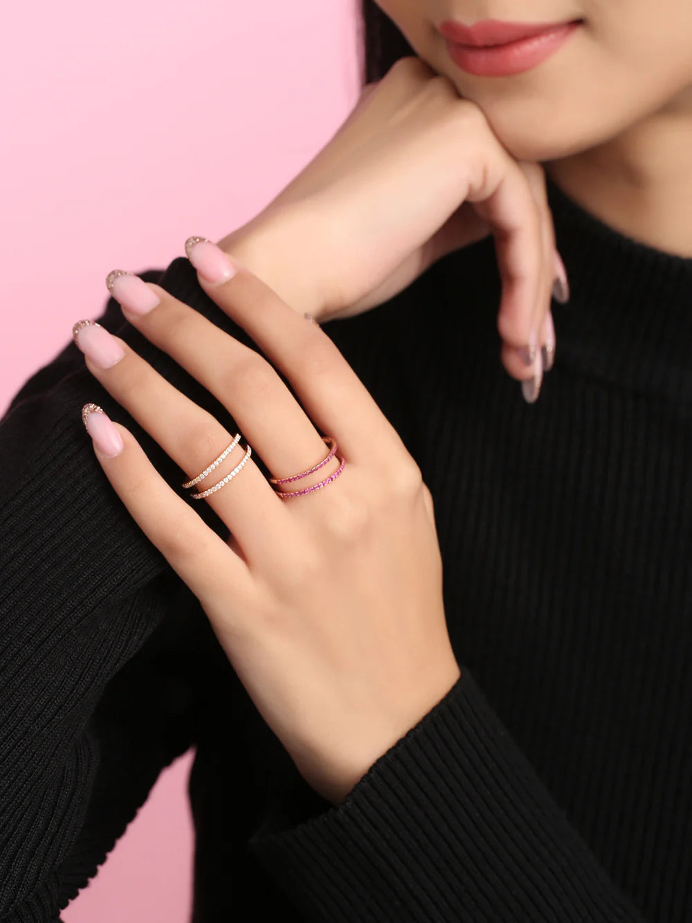 Ruby Numerical Eight Lucky Rose Gold 925 Sterling Silver Ring For Women