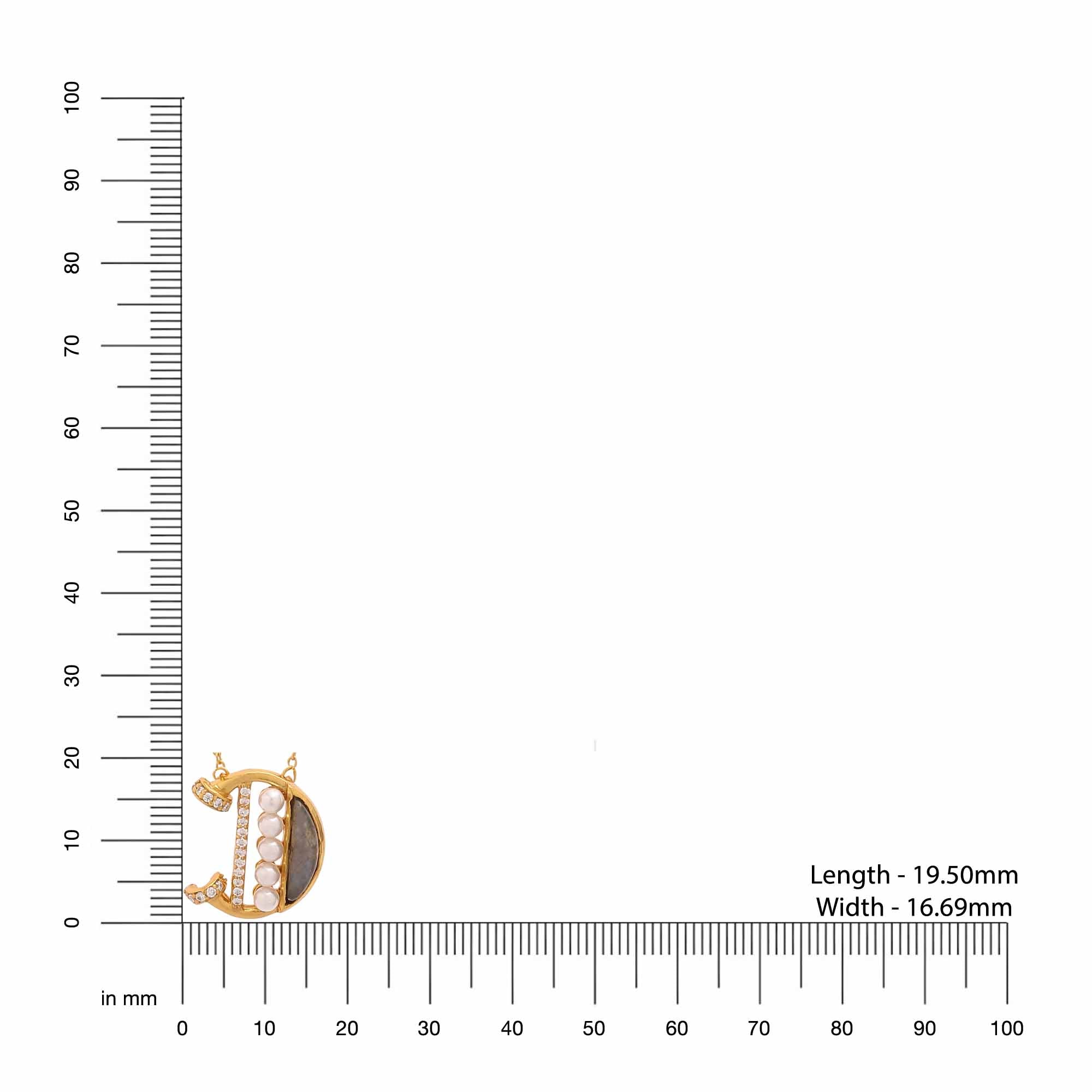 Labradorite Pearl Gold-plated Elegant 'D' Alphabet 925 Sterling Silver Pendant For Women