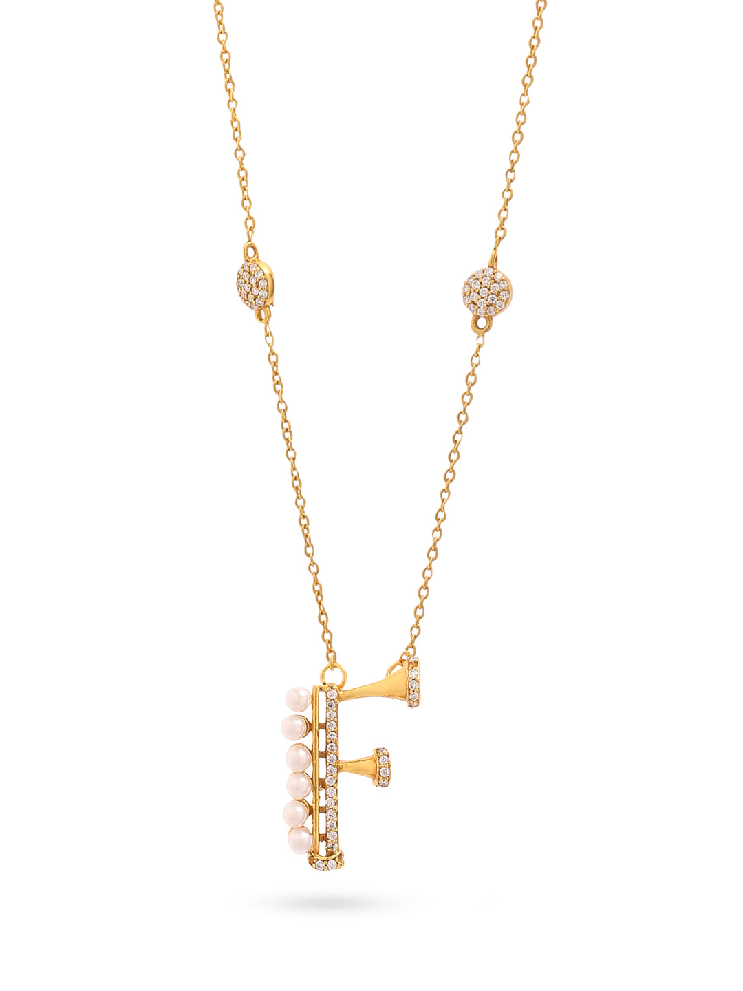 Pearl Gold-plated Charming 'F' Alphabet 925 Sterling Silver Pendant For Women