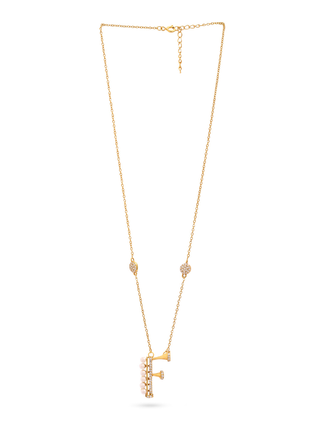 Pearl Gold-plated Charming 'F' Alphabet 925 Sterling Silver Pendant For Women