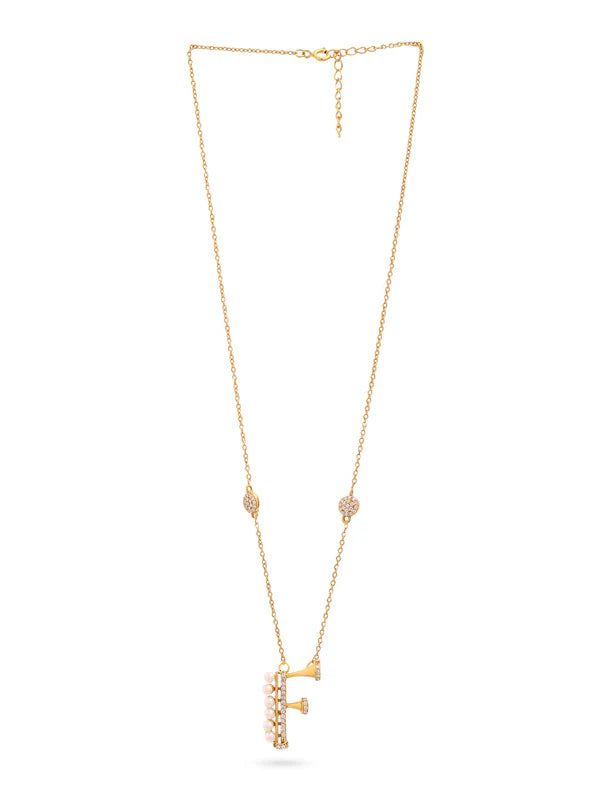 Pearl Gold-plated Charming 'F' Alphabet 925 Sterling Silver Pendant For Women