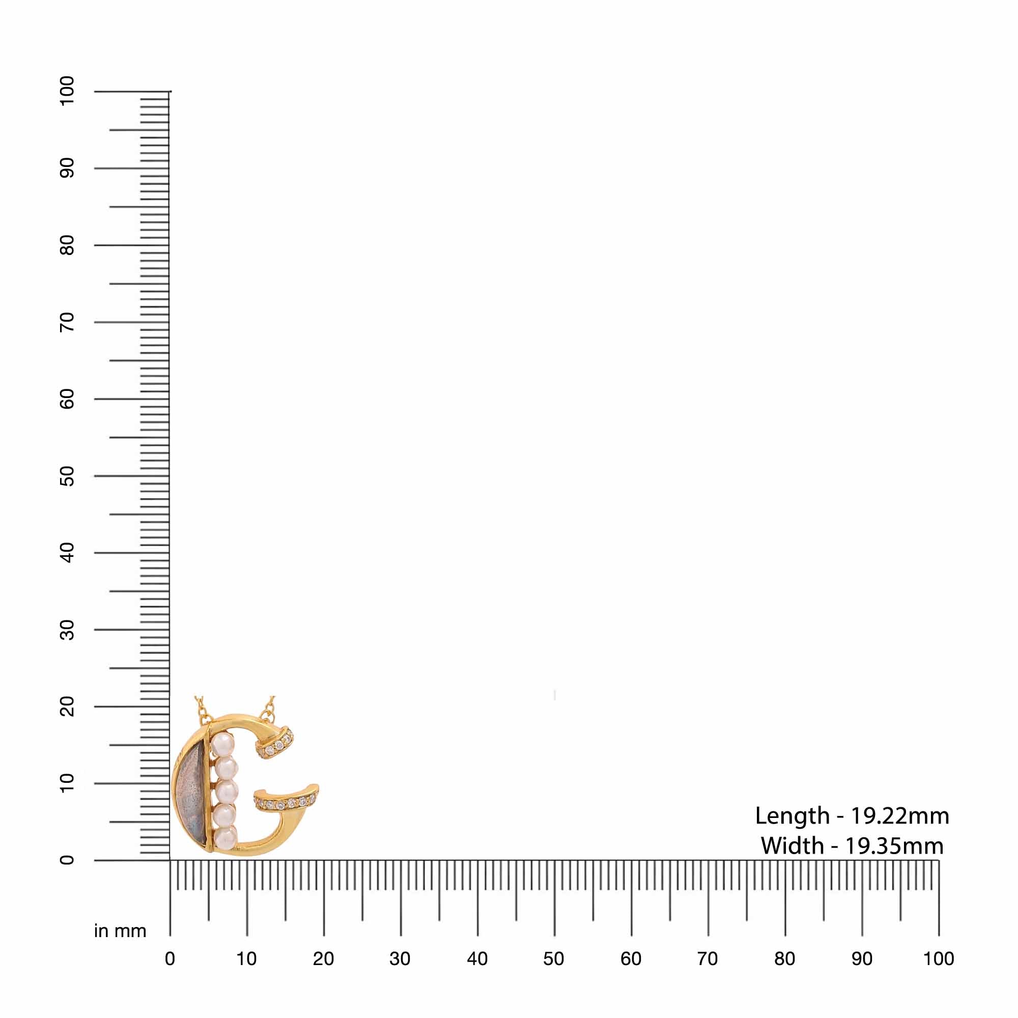 Labradorite Pearl Gold-plated Charming 'G' Alphabet 925 Sterling Silver Pendant For Women