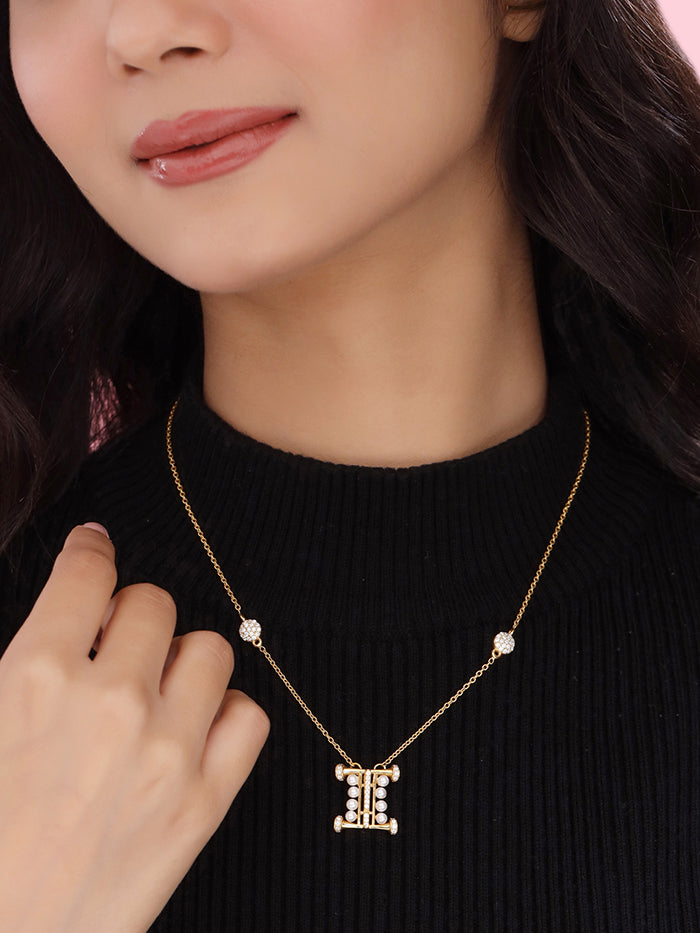 Pearl Gold-plated Charming 'I' Alphabet 925 Sterling Silver Pendant For Women