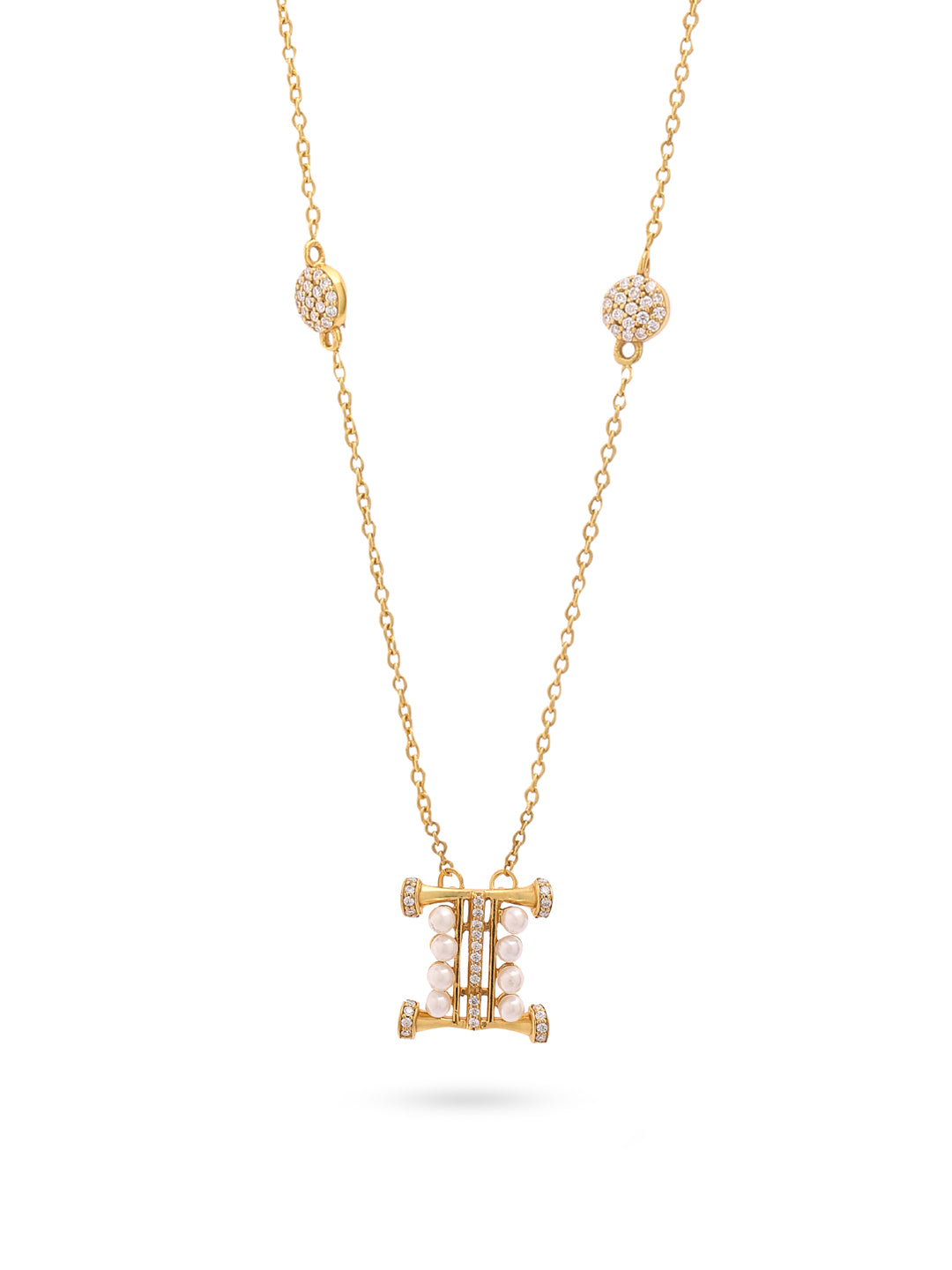 Pearl Gold-plated Charming 'I' Alphabet 925 Sterling Silver Pendant For Women