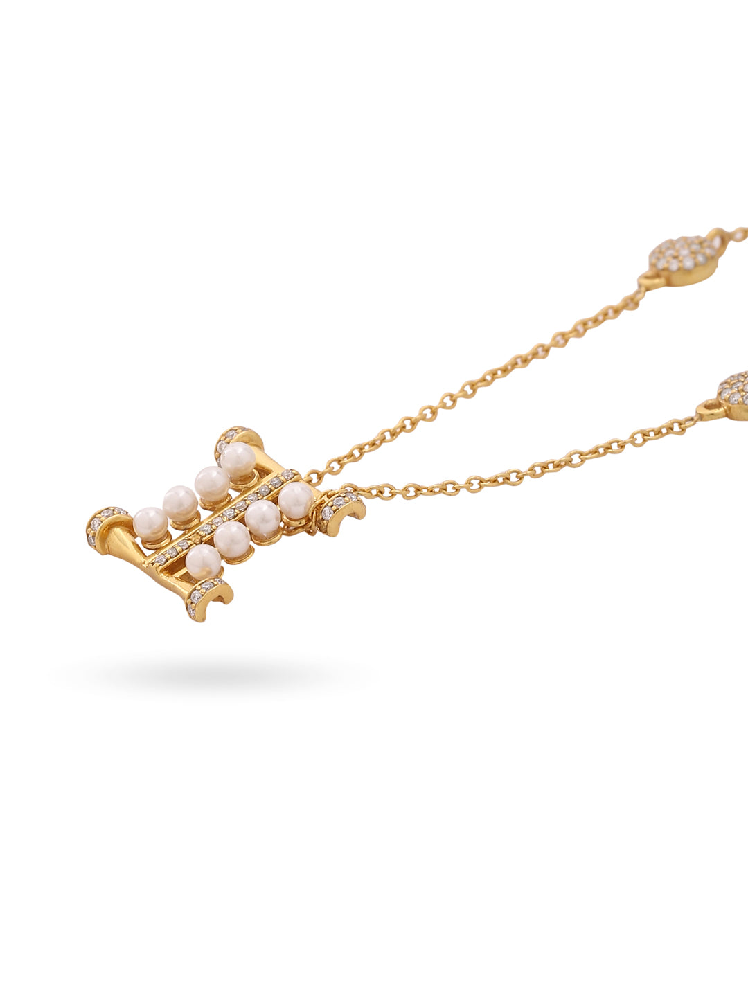 Pearl Gold-plated Charming 'I' Alphabet 925 Sterling Silver Pendant For Women