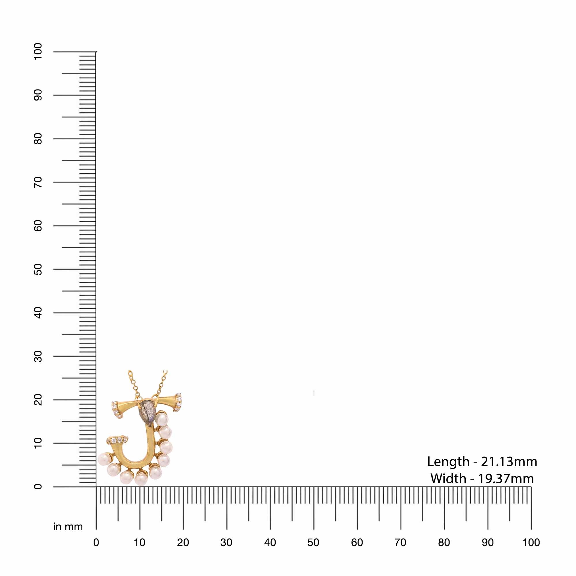 Labradorite Pearl Gold-plated Charming 'J' Alphabet 925 Sterling Silver Pendant For Women