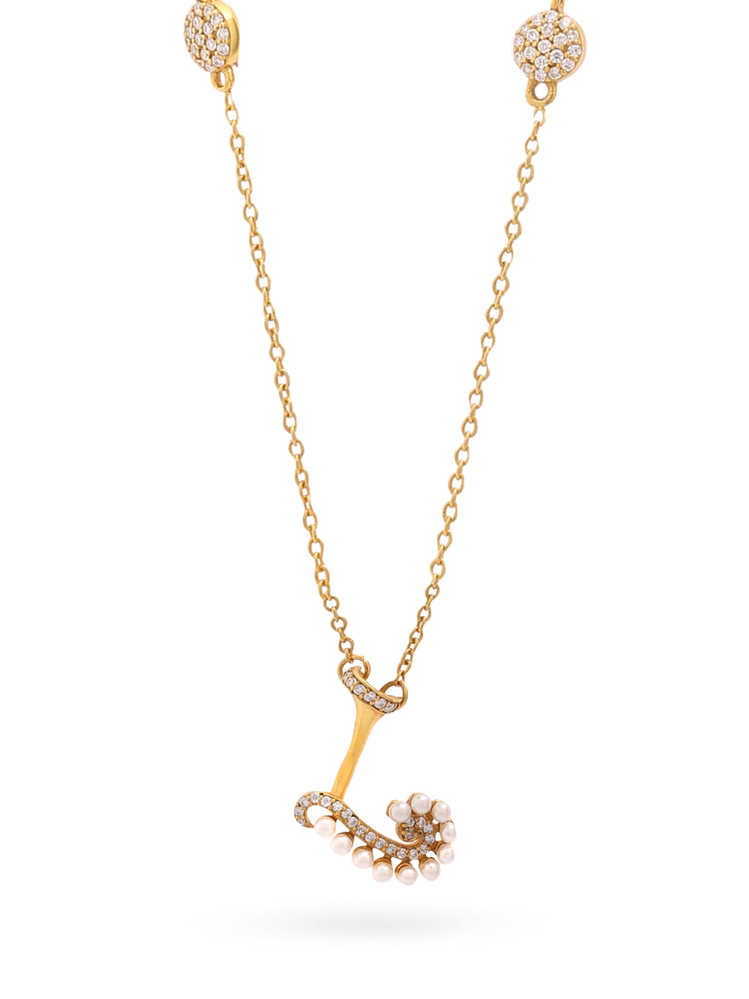Pearl Gold-plated Sophisticated 'L' Alphabet 925 Sterling Silver Pendant For Women