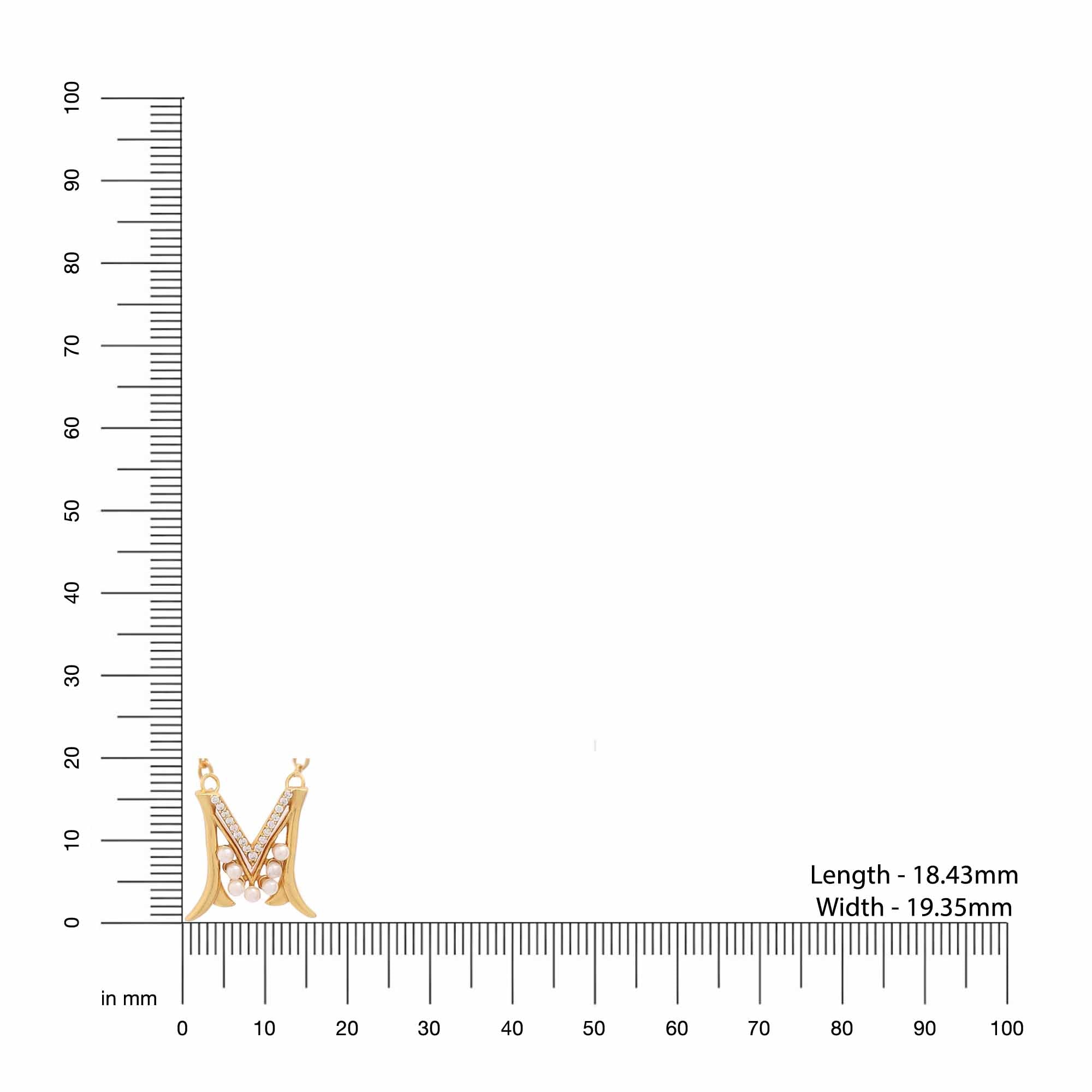 Pearl Gold-plated Elegant 'M' Alphabet Pendant 925 Sterling Silver Pendant For Women