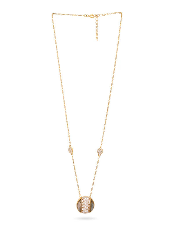 Labradorite Pearl Gold-plated Charming 'O' Alphabet Pendant For Women