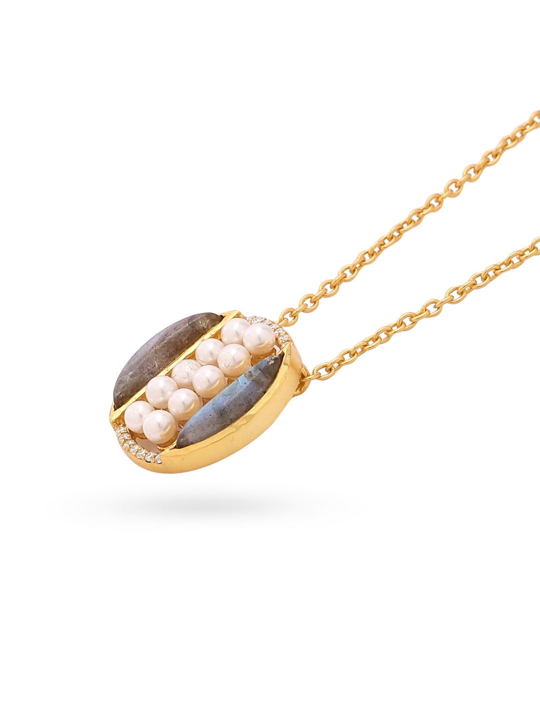 Labradorite Pearl Gold-plated Charming 'O' Alphabet Pendant For Women