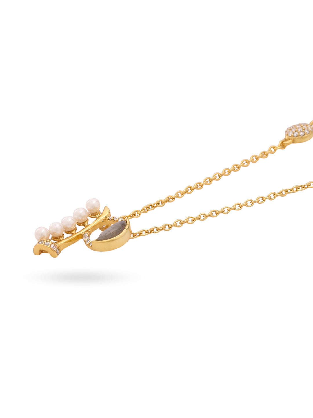 Labradorite Pearl Gold-plated Charming 'P' Alphabet 925 Sterling Silver Pendant For Women
