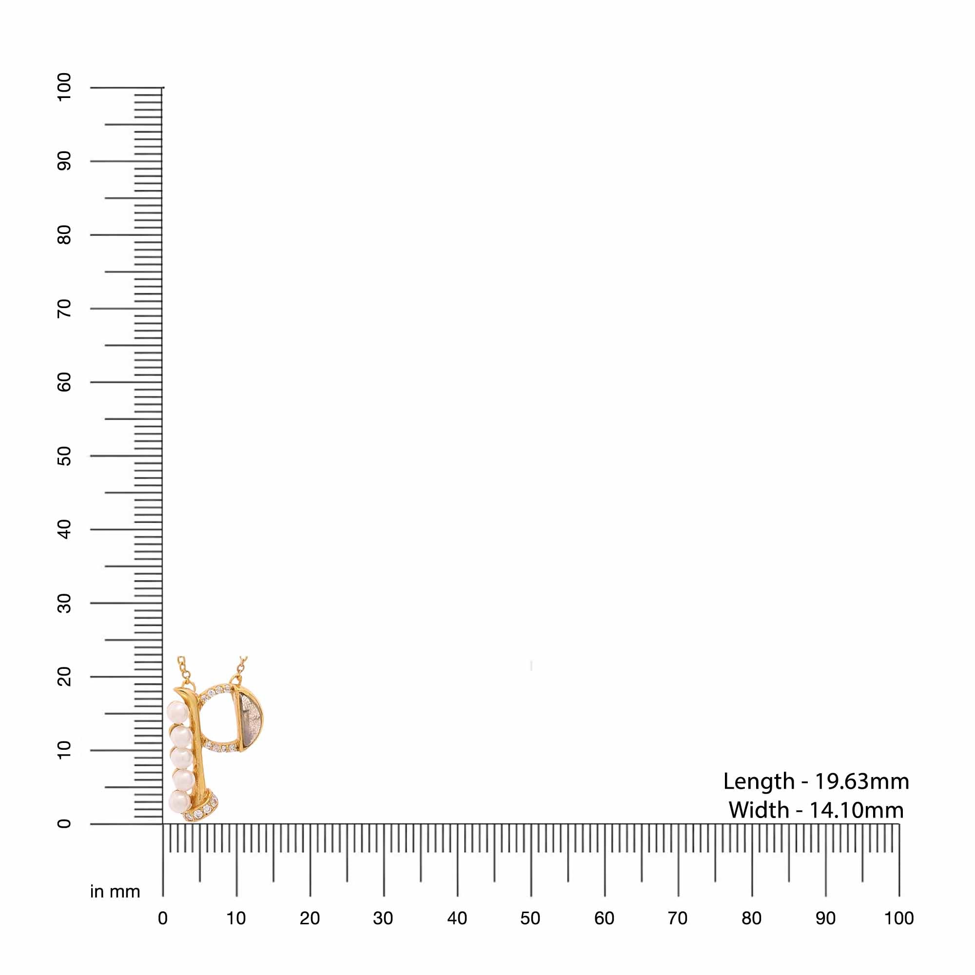 Labradorite Pearl Gold-plated Charming 'P' Alphabet 925 Sterling Silver Pendant For Women