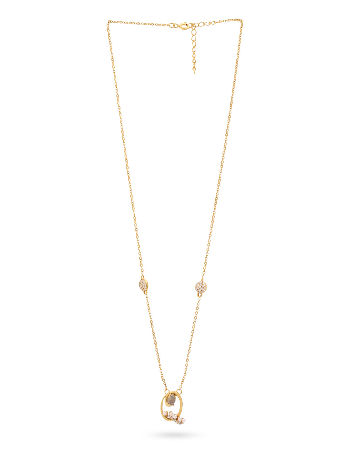 Labradorite Pearl Gold-plated Timeless 'Q' Alphabet 925 Sterling Silver Pendant For Women