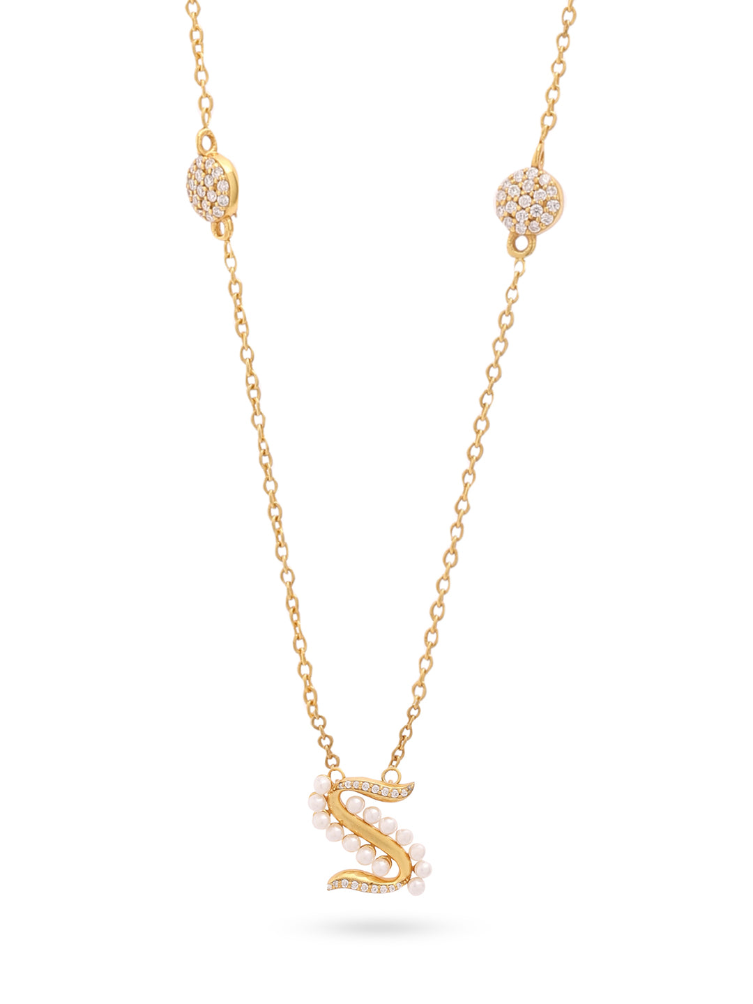 Pearl Gold-plated Radiant 'S' Alphabet 925 Sterling Silver Pendant For Women
