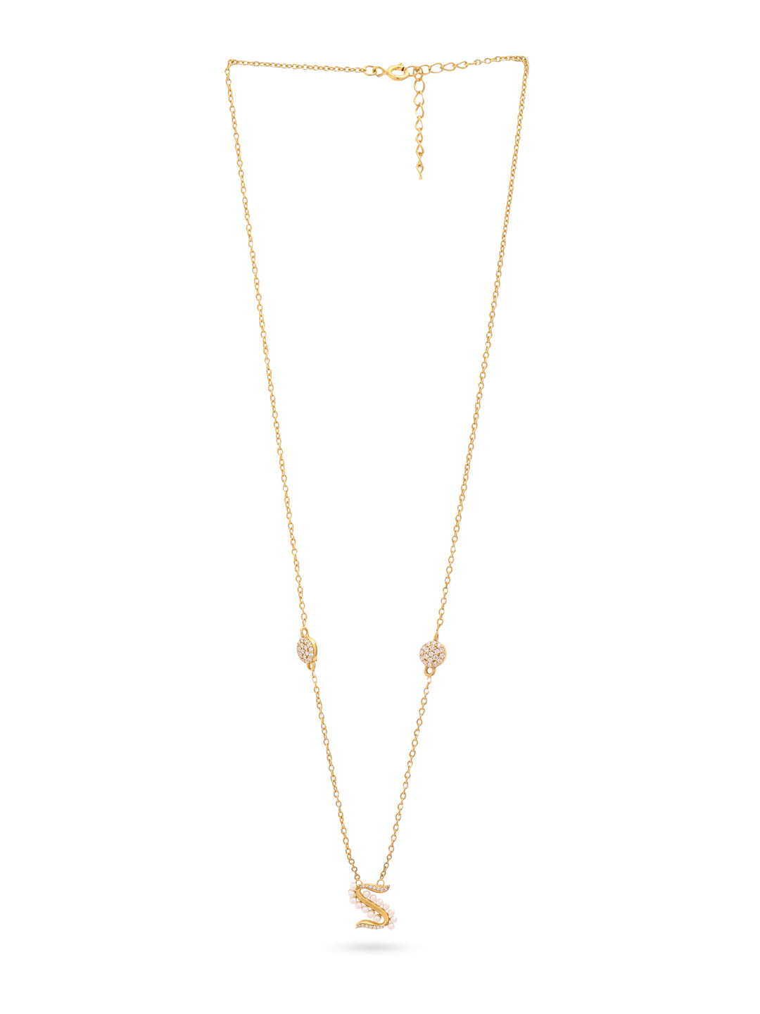 Pearl Gold-plated Radiant 'S' Alphabet 925 Sterling Silver Pendant For Women