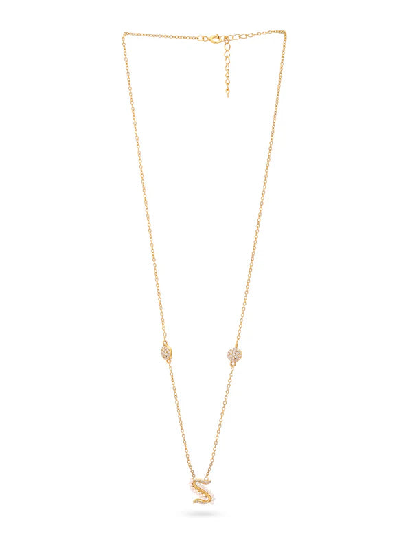 Pearl Gold-plated Radiant 'S' Alphabet 925 Sterling Silver Pendant For Women