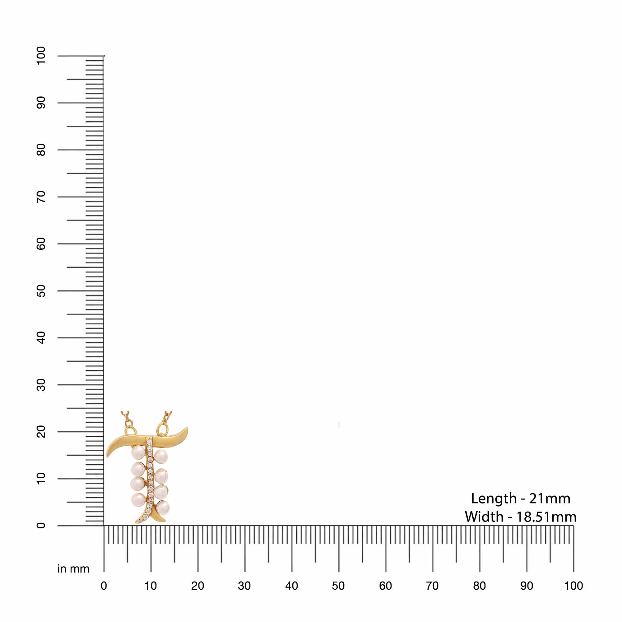 Pearl Gold-plated Dazzling 'T' Alphabet 925 Sterling Silver Pendant For Women