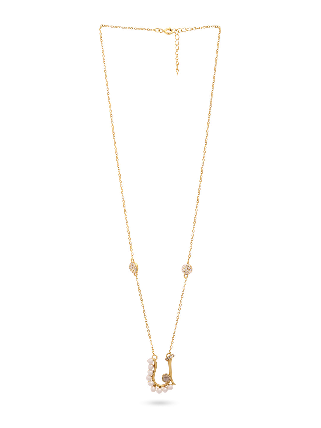 Pearl Gold-plated Charming 'U' Alphabet 925 Sterling Silver Pendant For Women